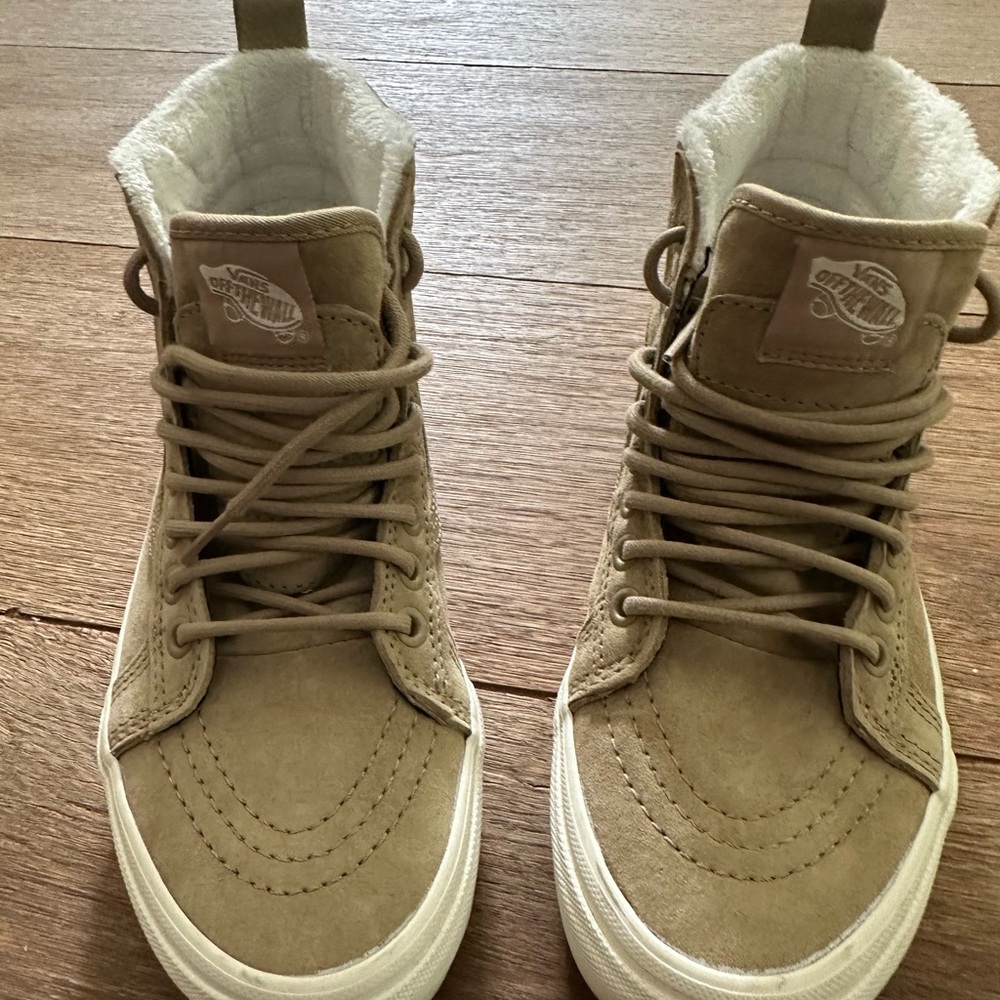 Vans, suede leather high top sneakers size 6.5